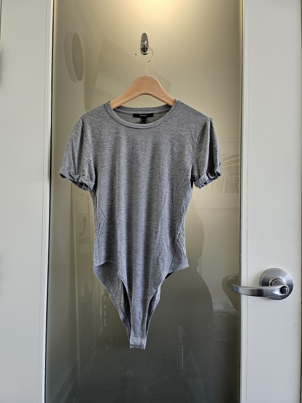 F21 Heather Gray Short Sleeve Bodysuit